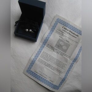 14K White Gold Cultured Freshwater Pearl Stud Earrings with Certificate